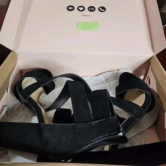 Charlotte Russe Black strappy block heels. Size 6 - Picture 6 of 7